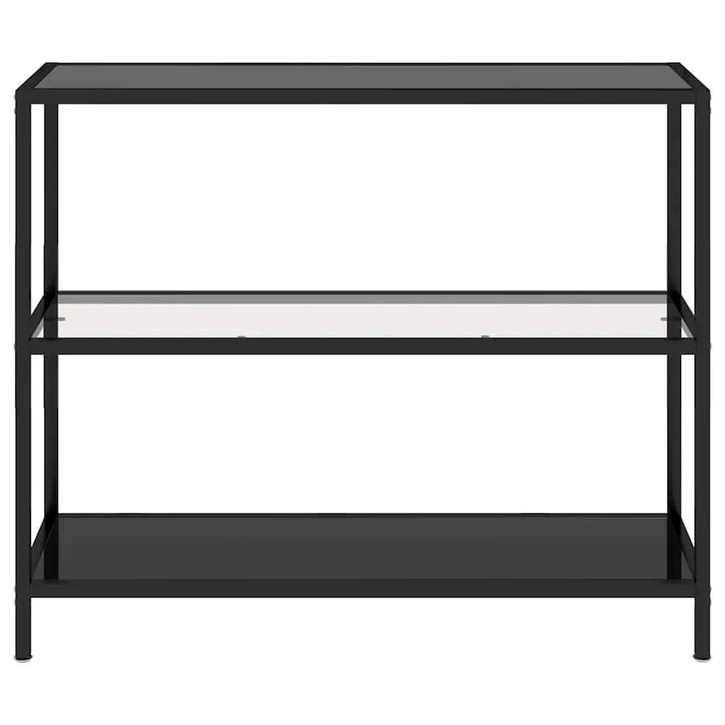 Black Corner Shelf Unit with Tempered Glass Display