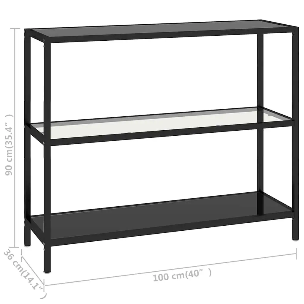 Black Corner Shelf Unit with Tempered Glass Display
