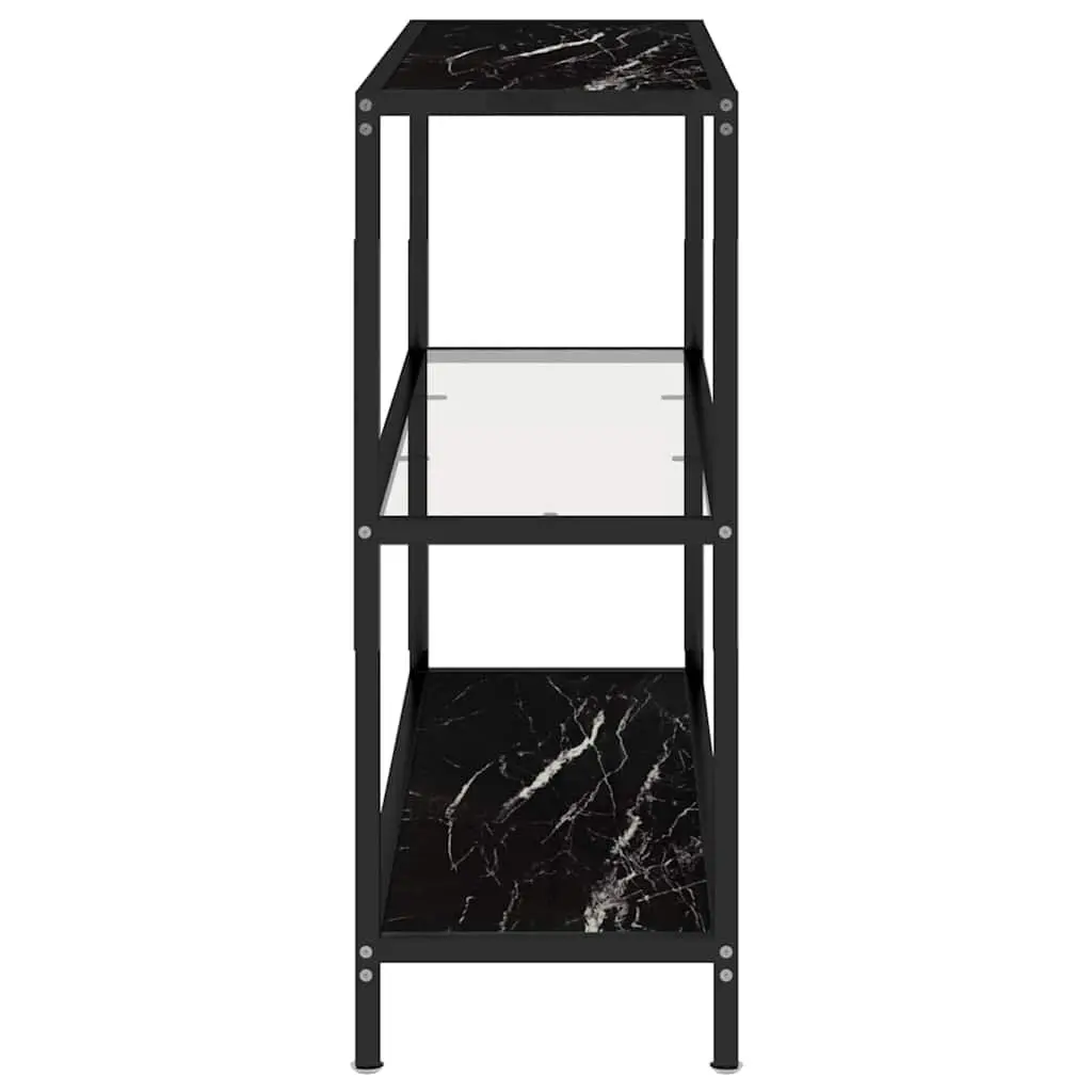 Tempered Glass Shelf Black Marble Storage Display Bookcase Standing Shelving