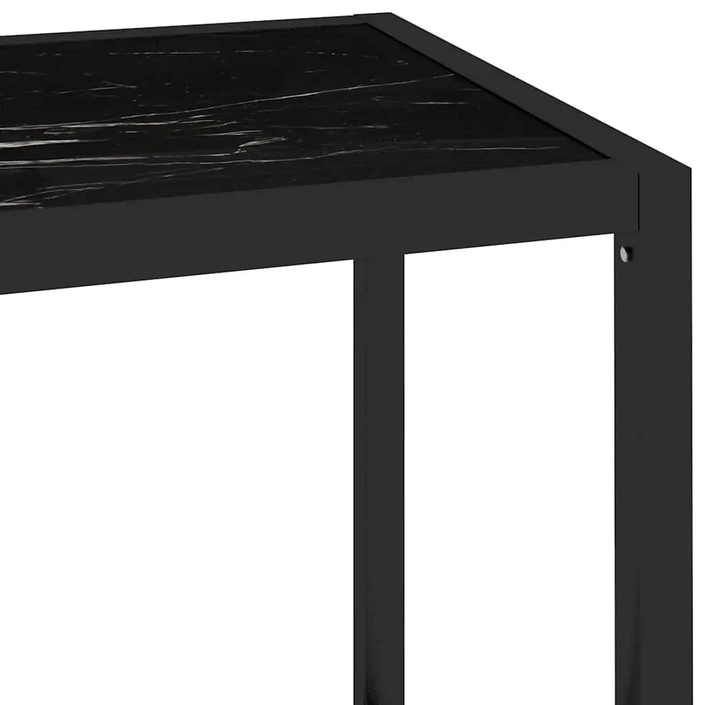 Tempered Glass Shelf Black Marble Storage Display Bookcase Standing Shelving