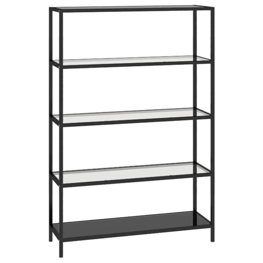Tempered Glass Shelf Black Storage Display Bookcase Standing Shelving Unit