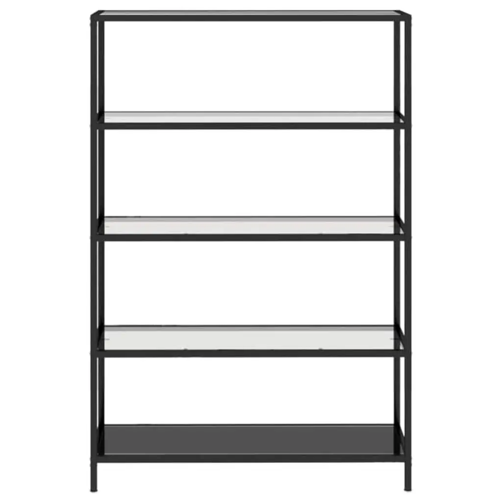 Tempered Glass Shelf Black Storage Display Bookcase Standing Shelving Unit