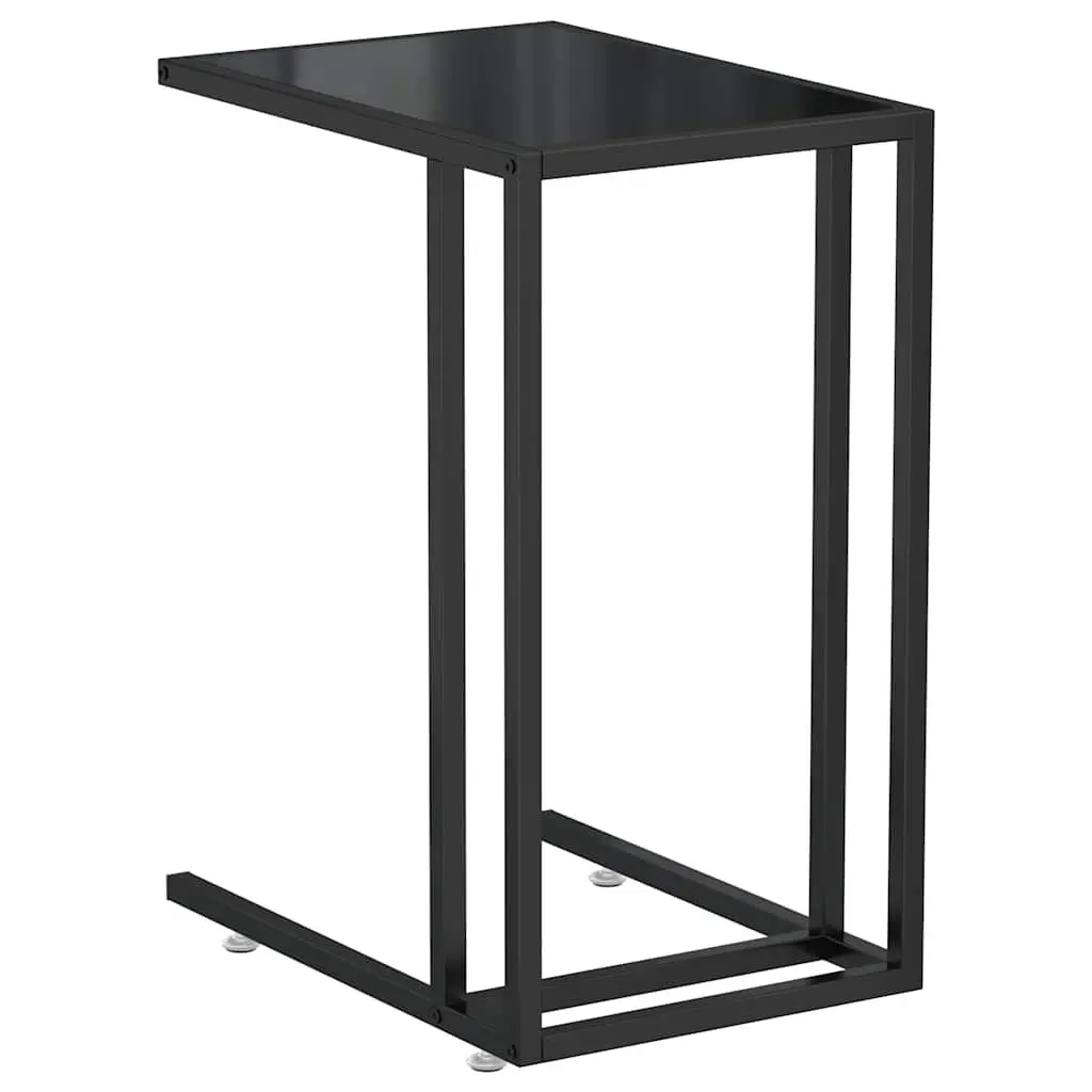 Black End Table with Tempered Glass Top