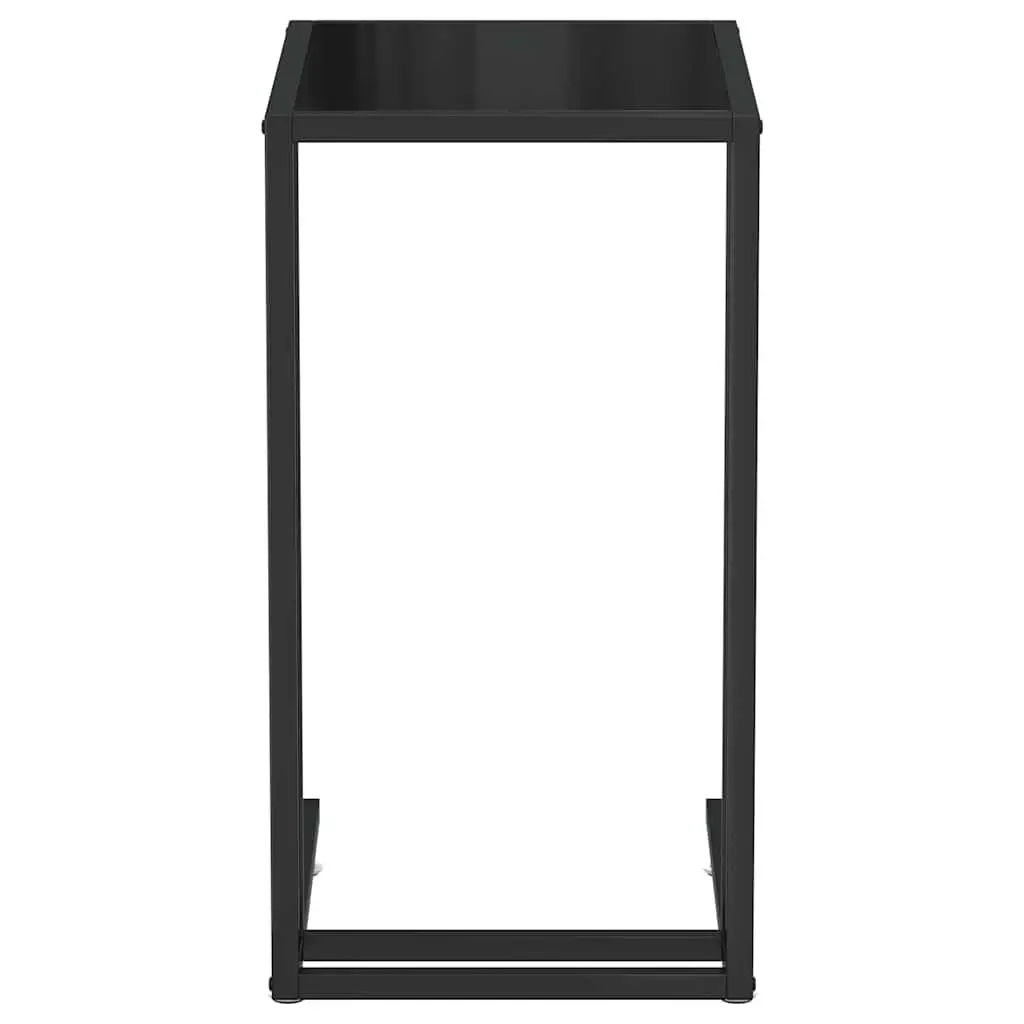 Black End Table with Tempered Glass Top