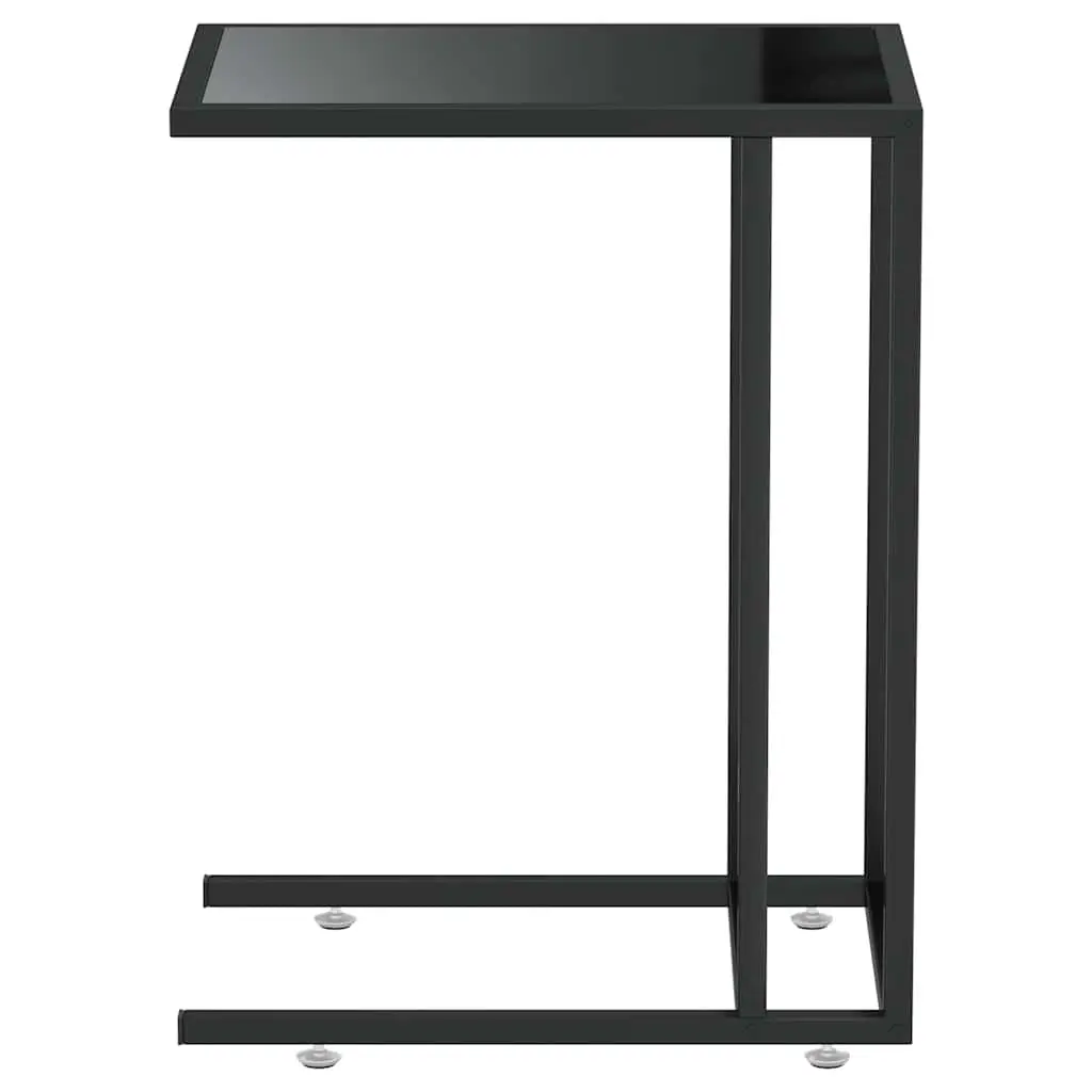 Black End Table with Tempered Glass Top