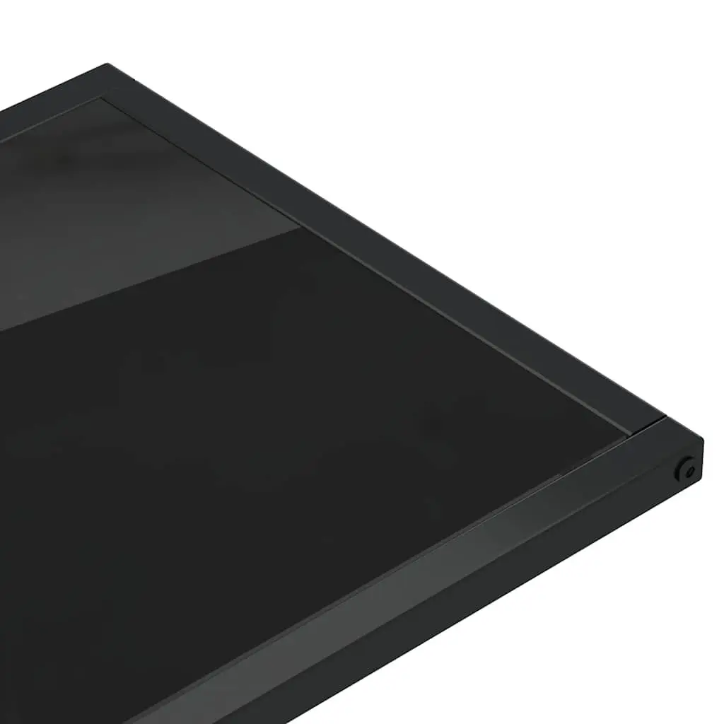 Black End Table with Tempered Glass Top
