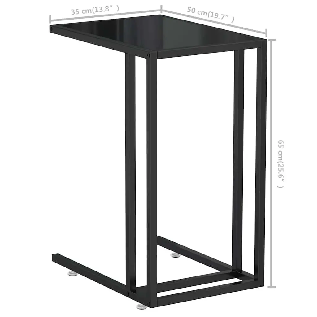 Black End Table with Tempered Glass Top