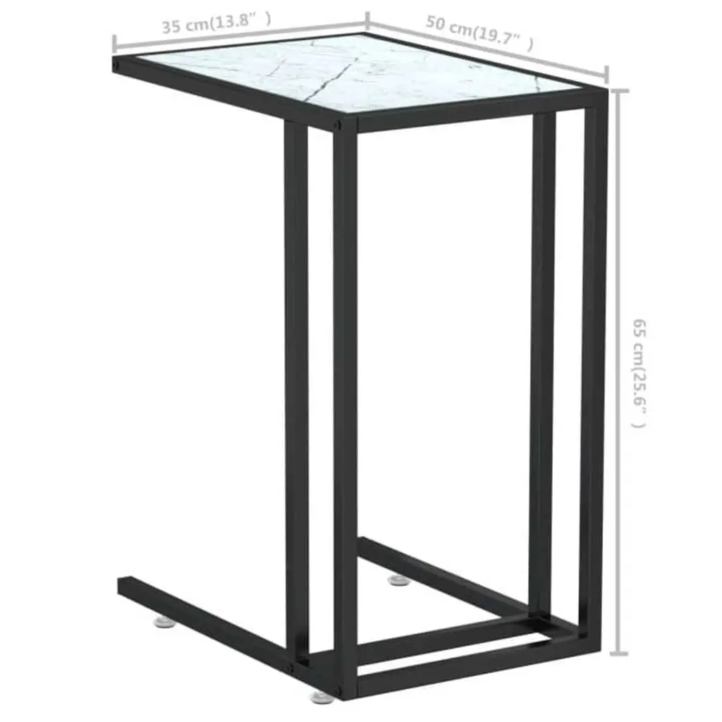 Computer Side Table with White Marble Top