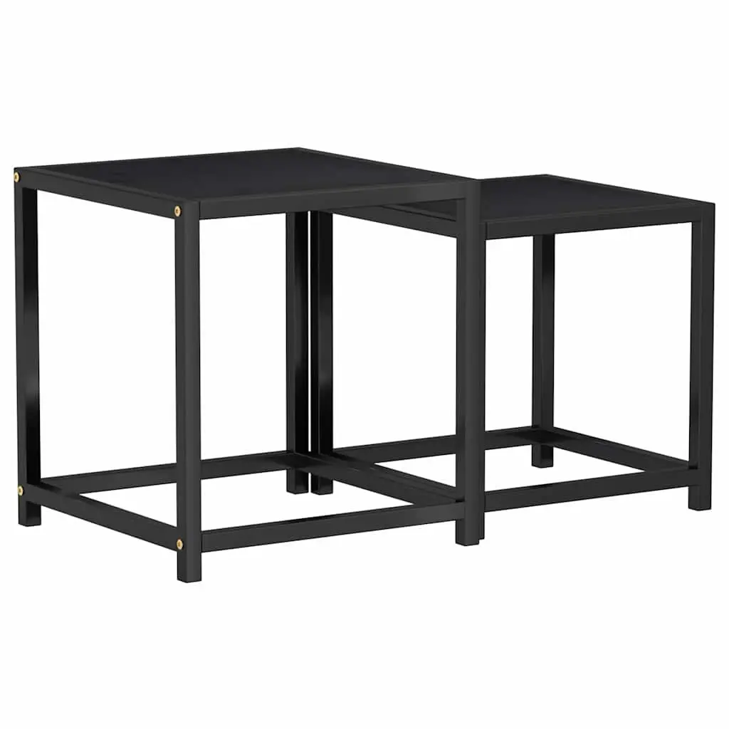 End Tables 2 Pieces MDF Black Industrial Style Side Tables Tea Coffee Table