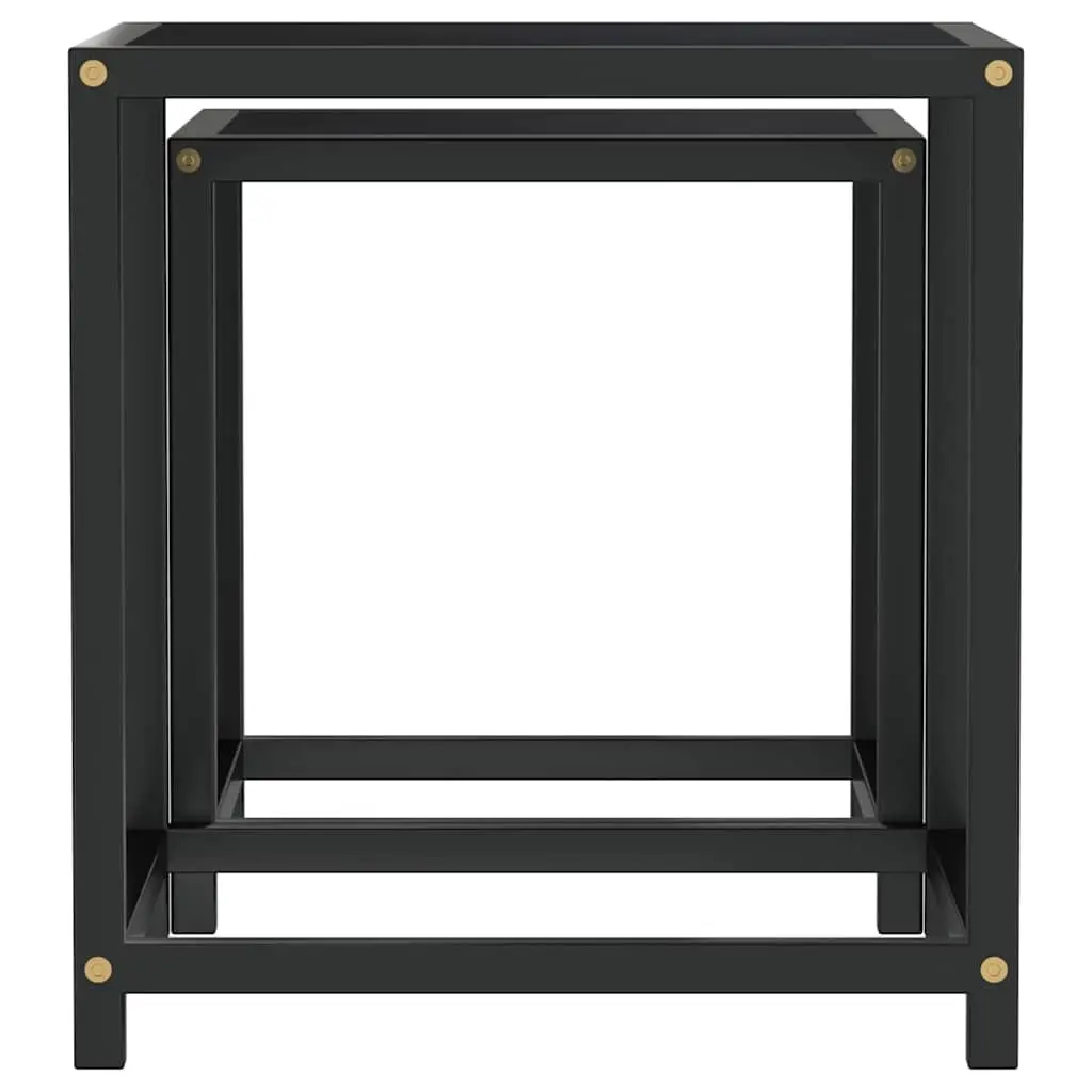 End Tables 2 Pieces MDF Black Industrial Style Side Tables Tea Coffee Table