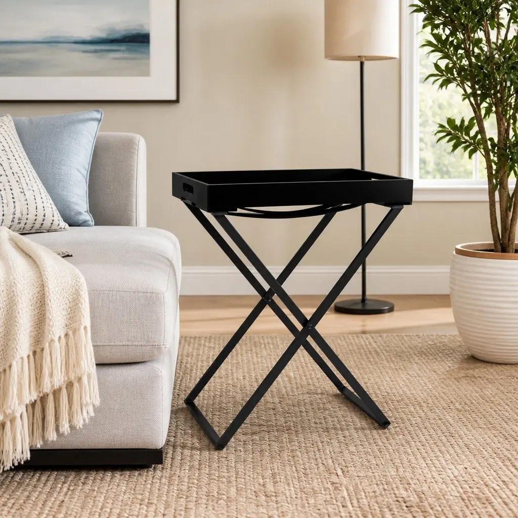 Folding Black Side Table for Indoor and Outdoor Use