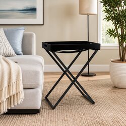 Compact Folding Black Side Table for Indoor and Outdoor Use