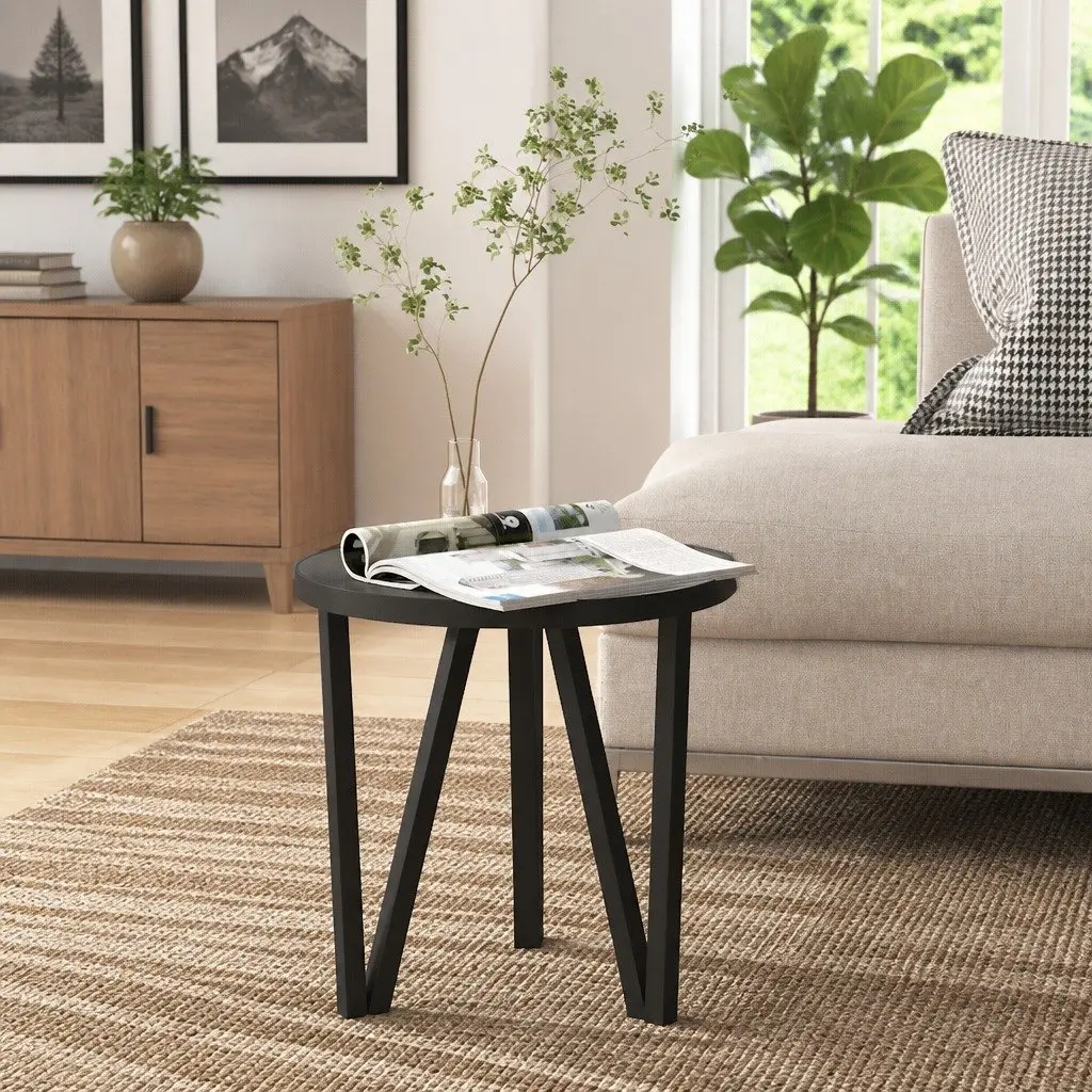 Black Round Tea Table with MDF Top