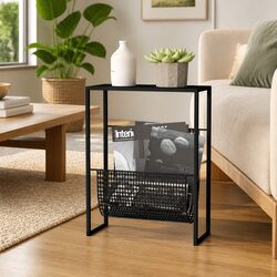 Durable Black Steel Magazine Rack for Stylish Storage