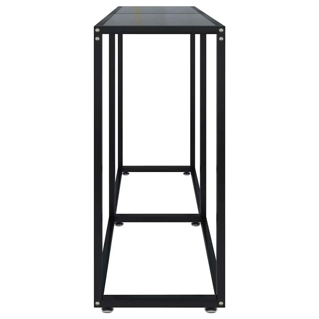 Black Tempered Glass Console Table with Steel Frame
