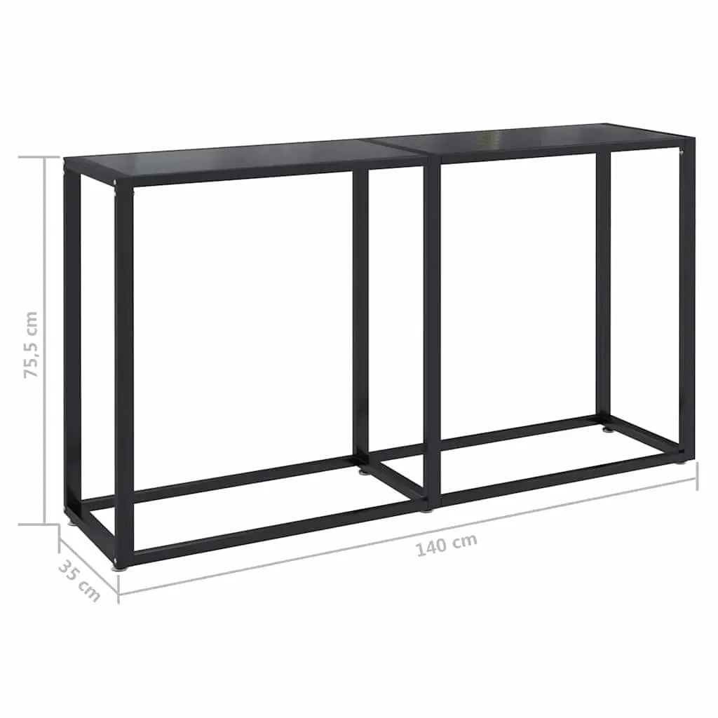 Black Tempered Glass Console Table with Steel Frame