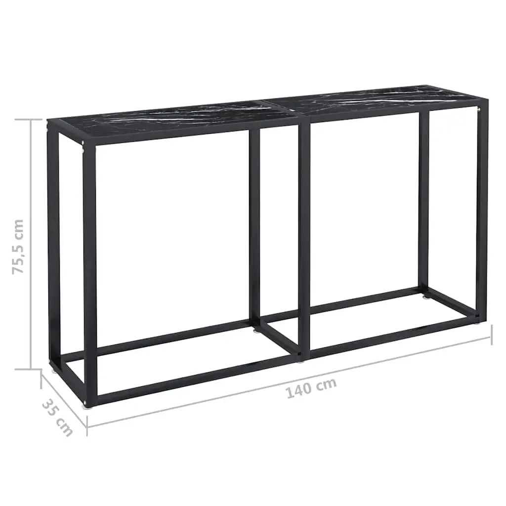 Console Table with Black Marble Top and Glass