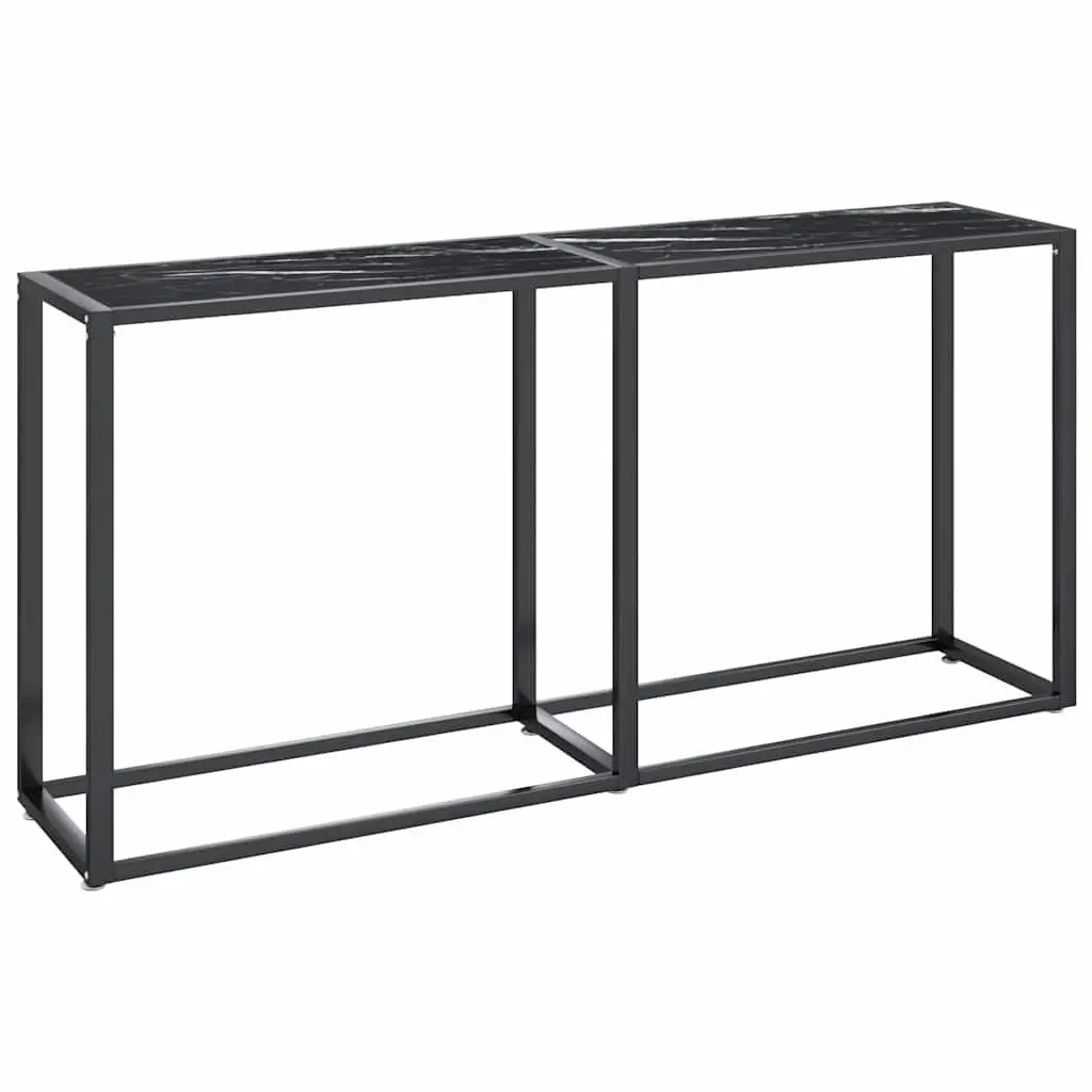 Black Marble Console Table with Glass Top