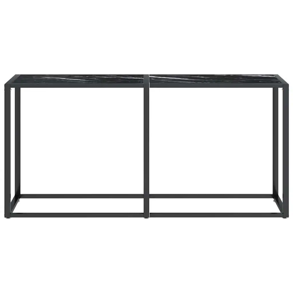 Black Marble Console Table with Glass Top