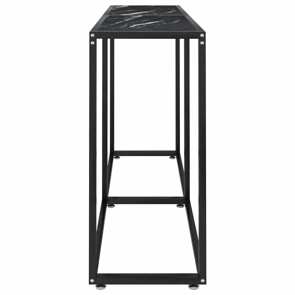 Black Marble Console Table with Glass Top