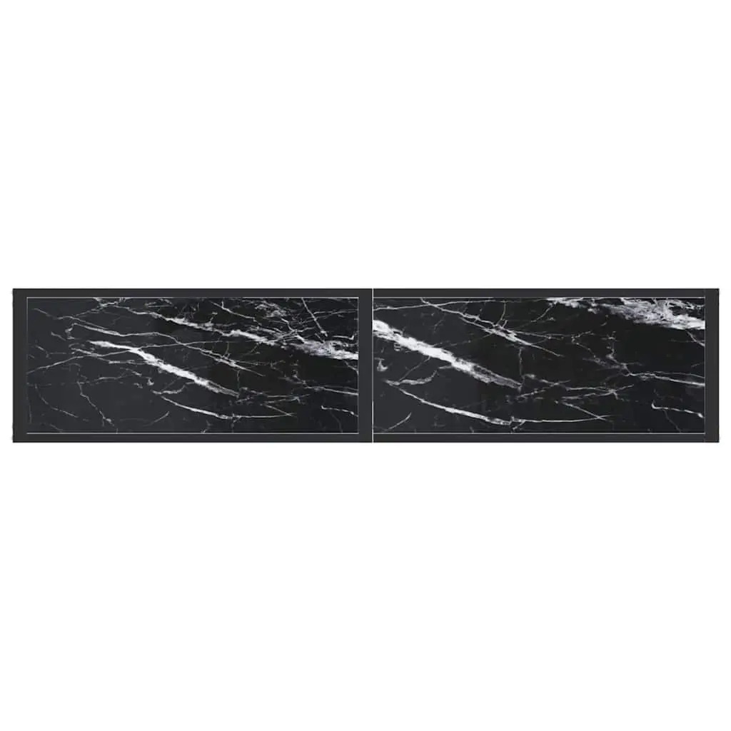 Black Marble Console Table with Glass Top