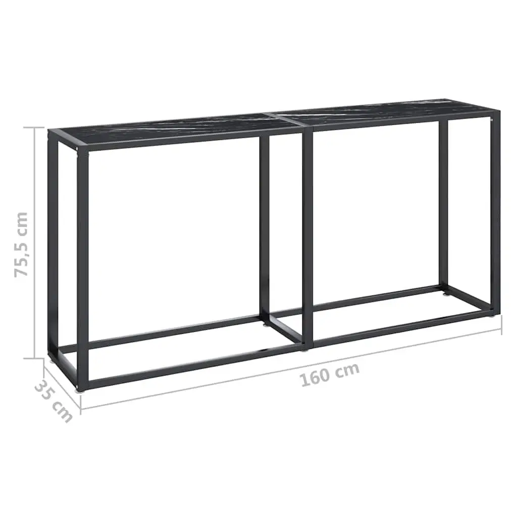 Black Marble Console Table with Glass Top