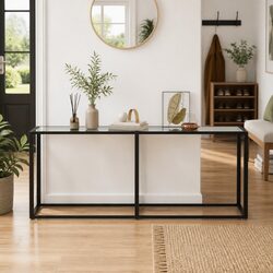 Modern Console Table with Tempered Glass Top 180cm
