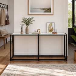 Console Table White Marble Top Tempered Glass Steel Frame Side End Table 180cm