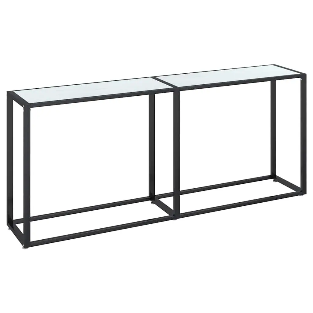 Console Table with White Marble Top and Steel Frame