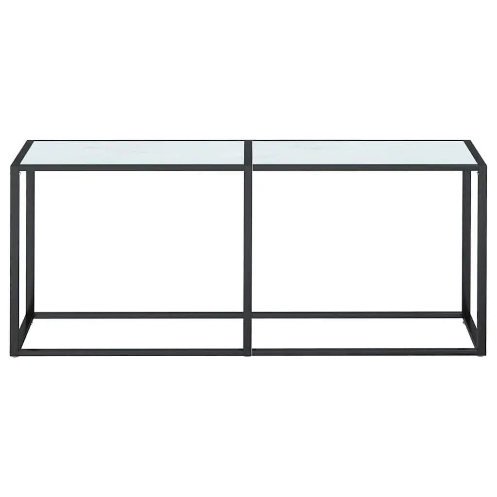 Console Table with White Marble Top and Steel Frame