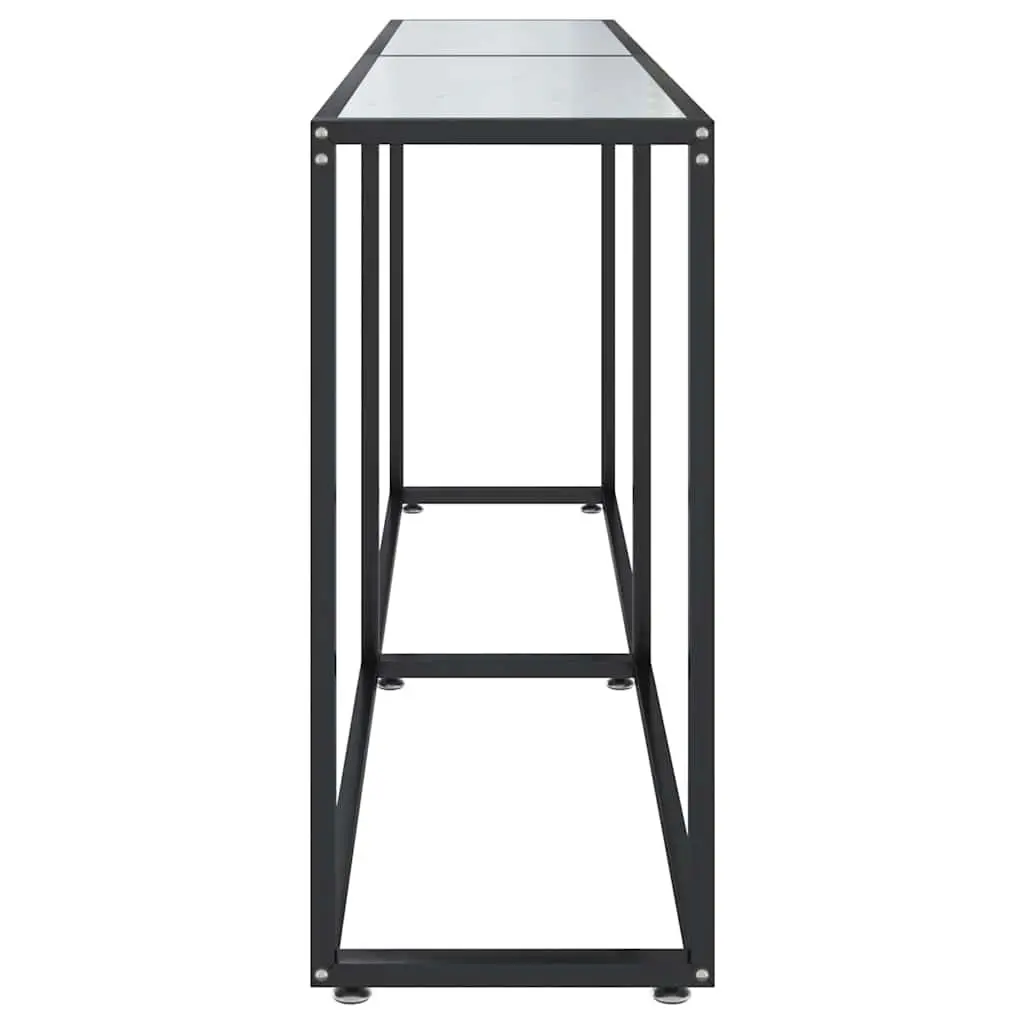 Console Table with White Marble Top and Steel Frame