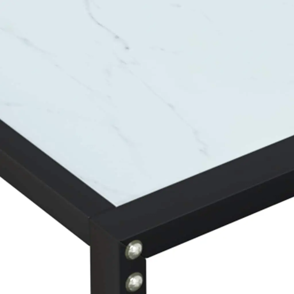 Console Table with White Marble Top and Steel Frame