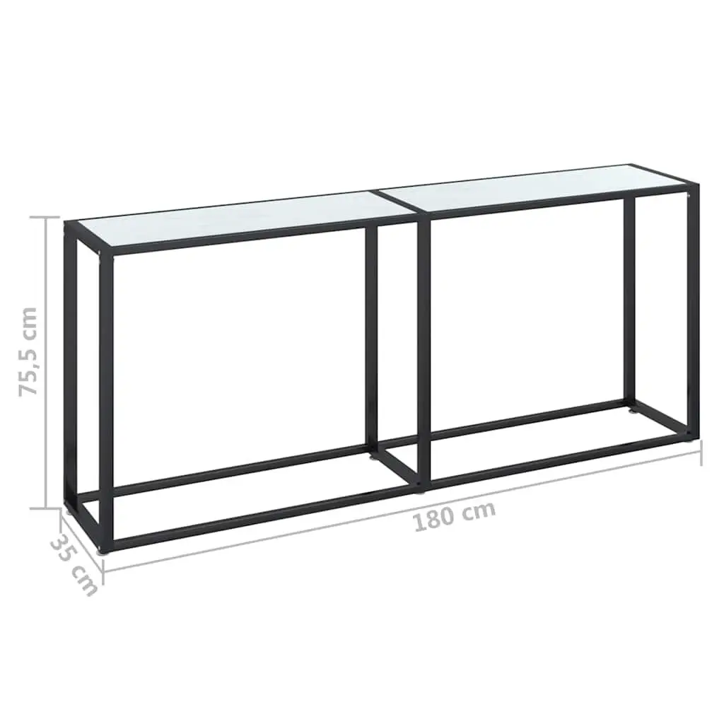 Console Table with White Marble Top and Steel Frame