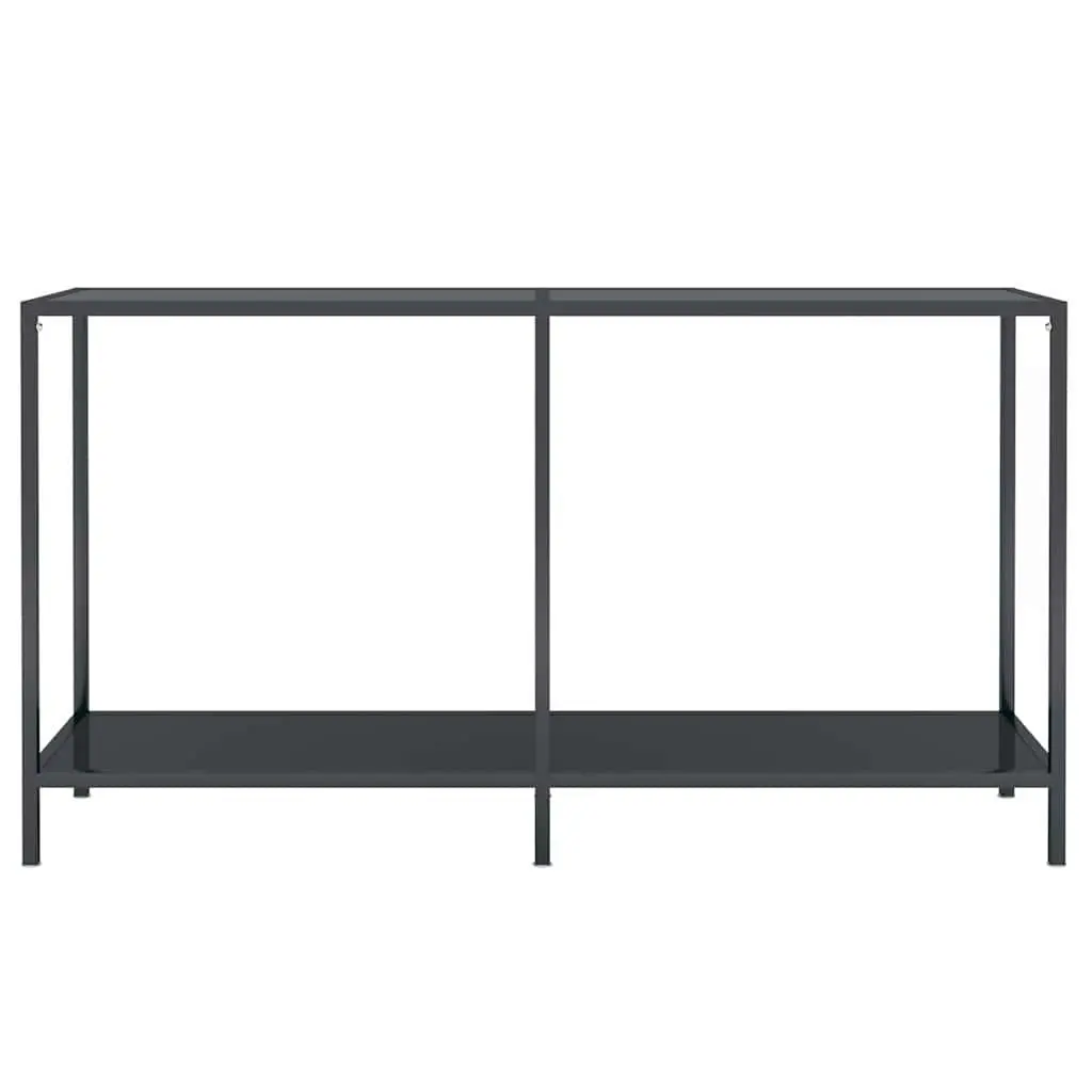 Black Console Table with Glass Top and Shelf