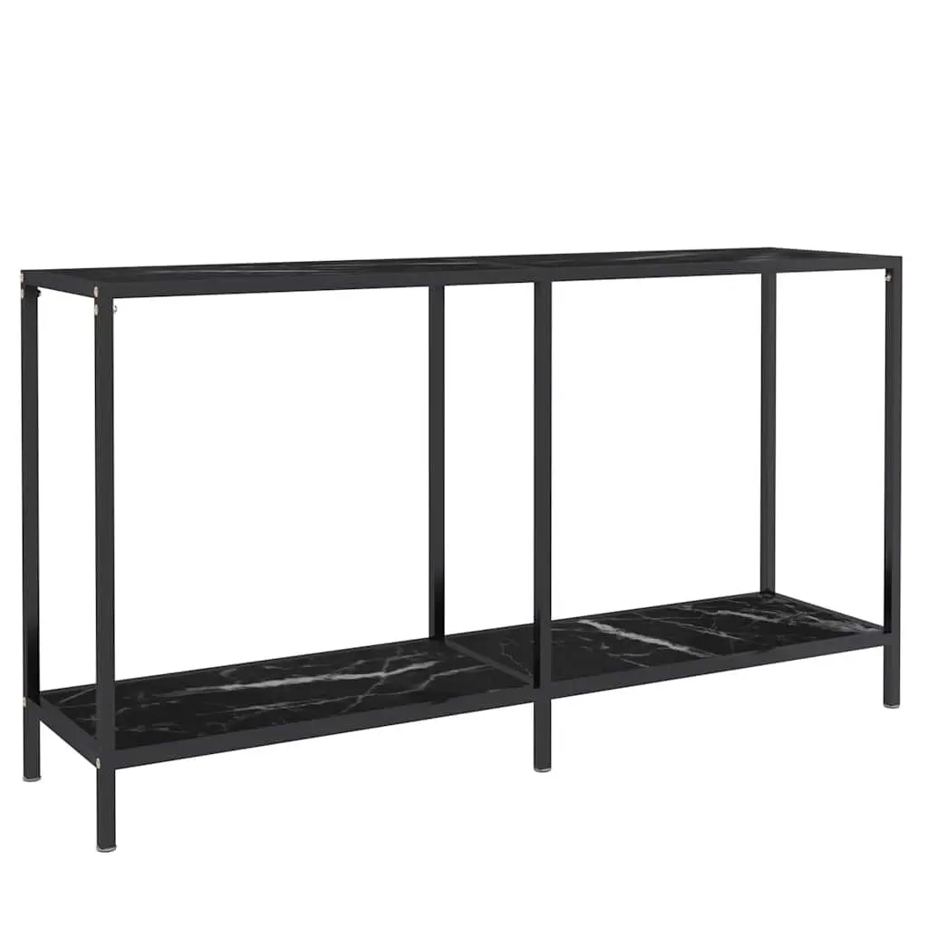 Black Console Table with Tempered Glass Shelf