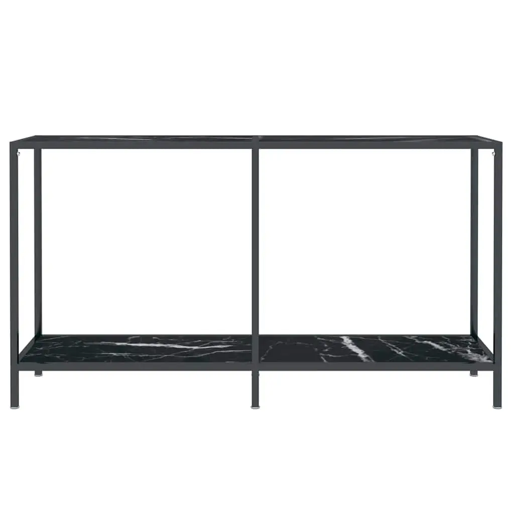 Black Console Table with Tempered Glass Shelf