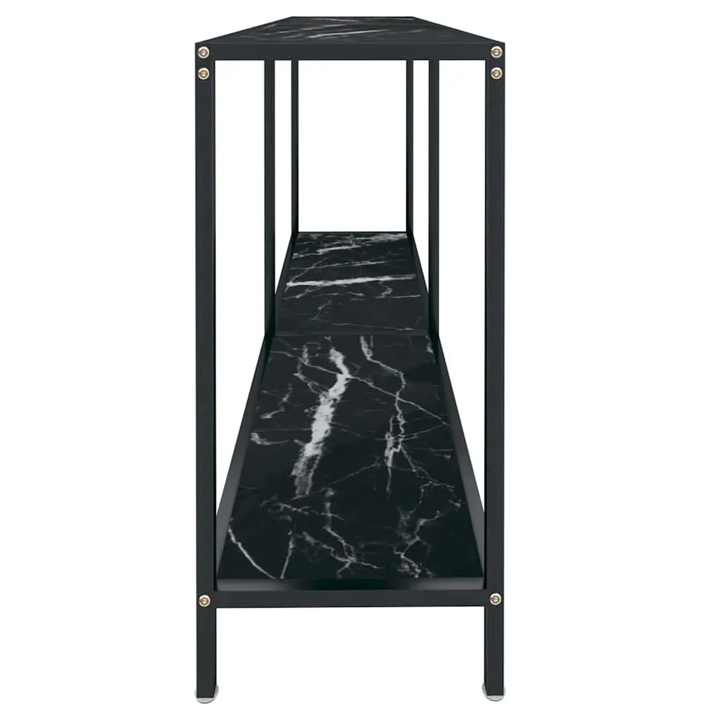 Black Console Table with Tempered Glass Shelf