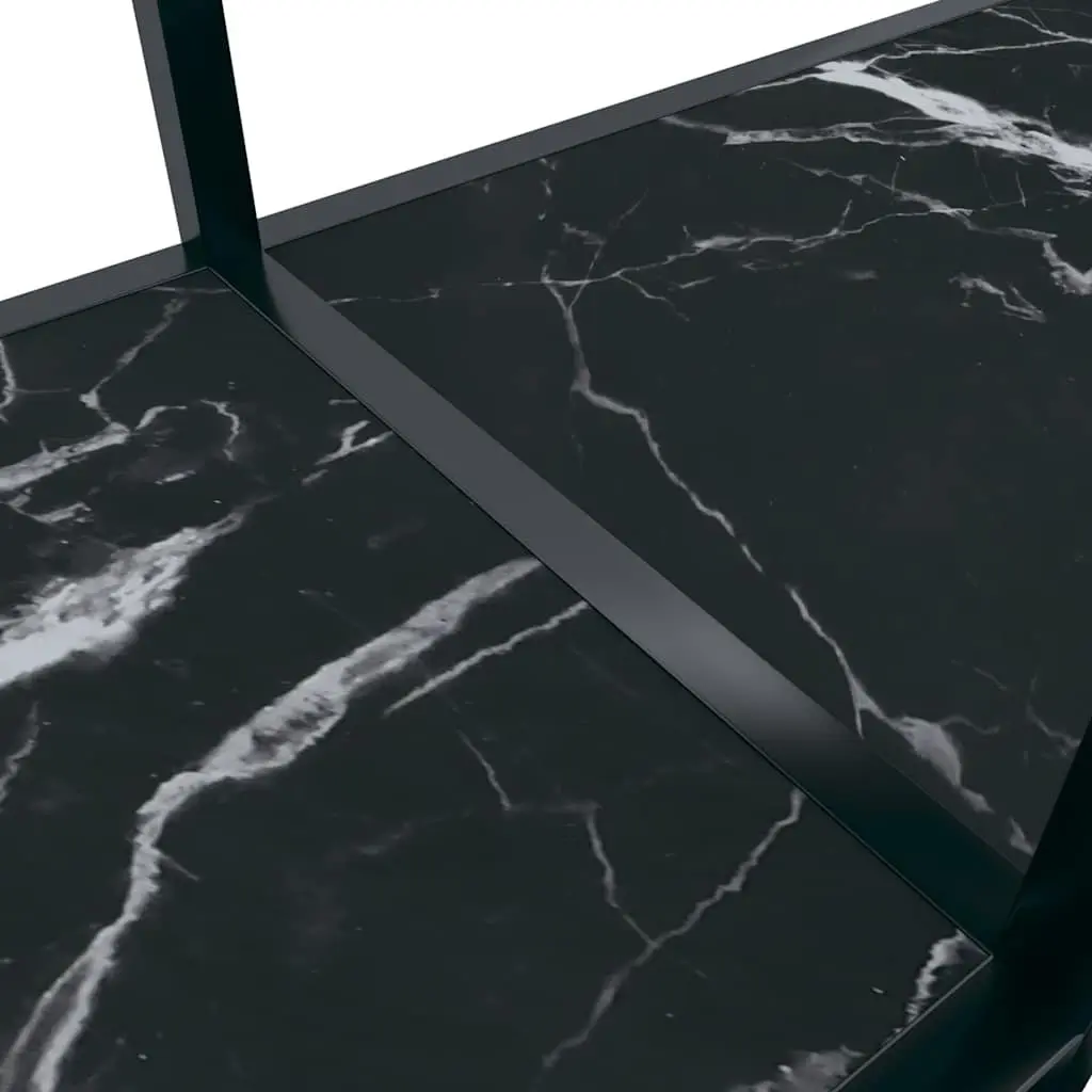 Black Console Table with Tempered Glass Shelf
