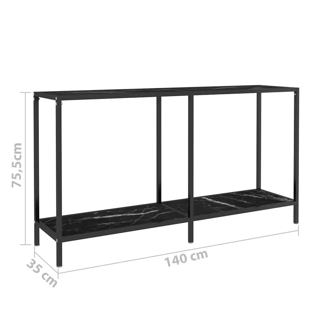 Black Console Table with Tempered Glass Shelf