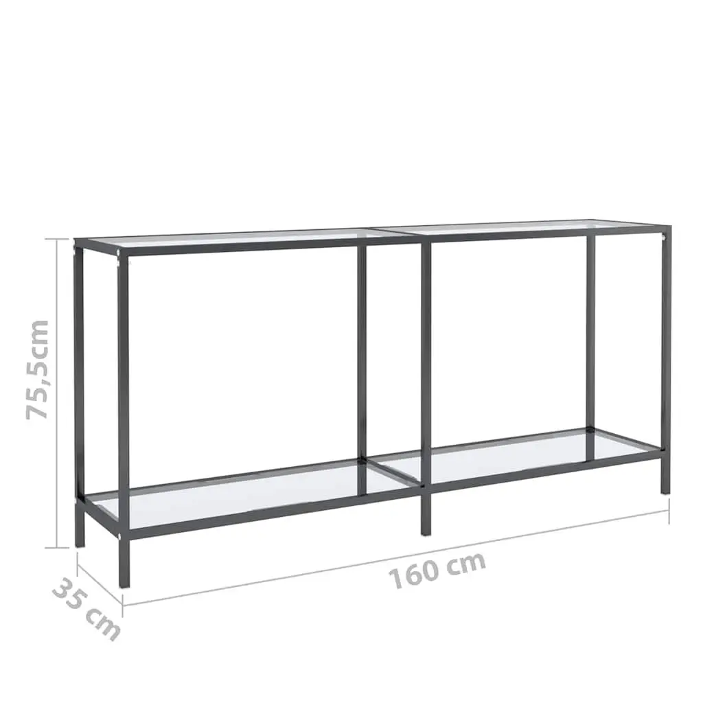 Console Table Tempered Glass Transparent End Table Living Room Accent Shelf