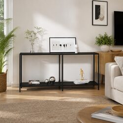 Stylish Black Tempered Glass Console Table for Living Rooms