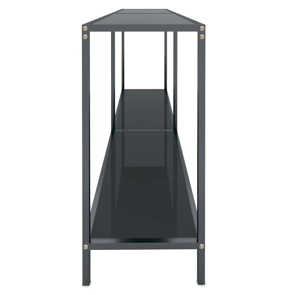 Black Tempered Glass Console Table for Living Rooms