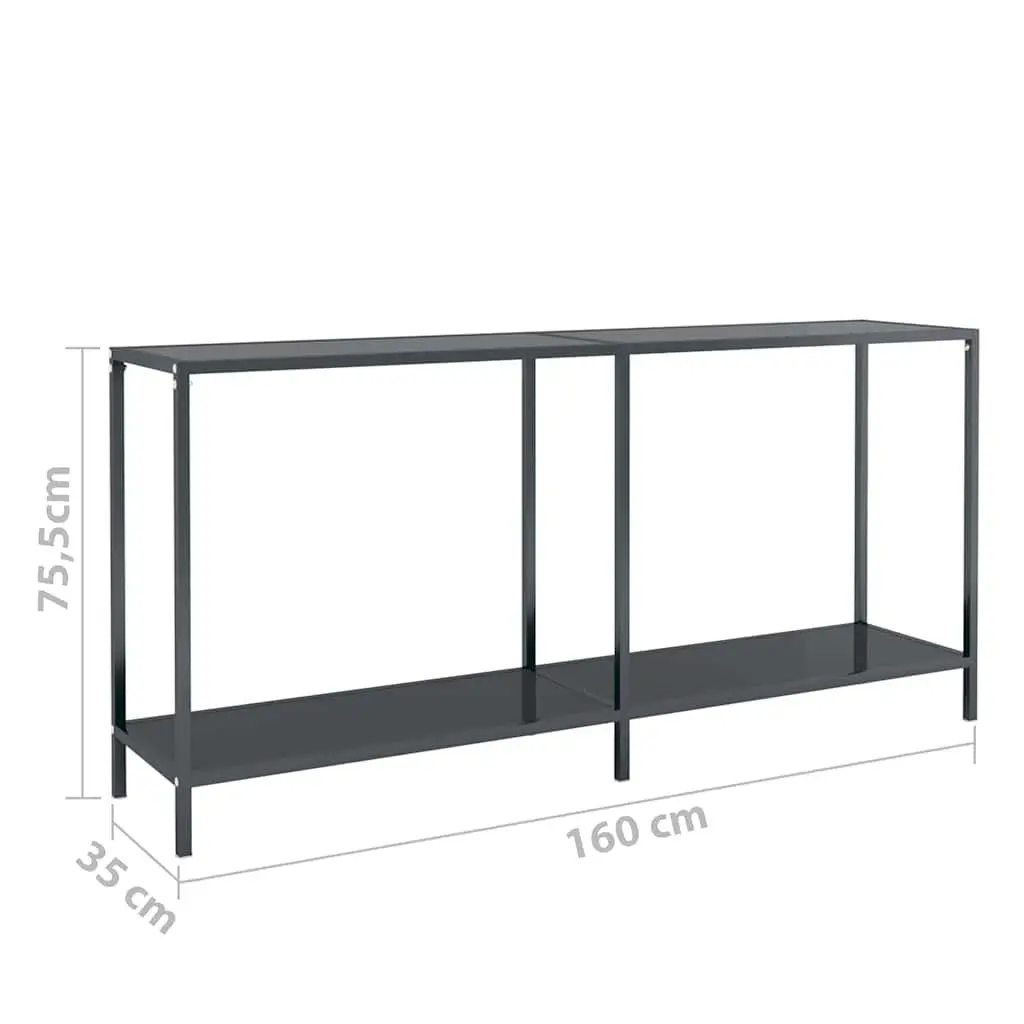 Black Tempered Glass Console Table for Living Rooms