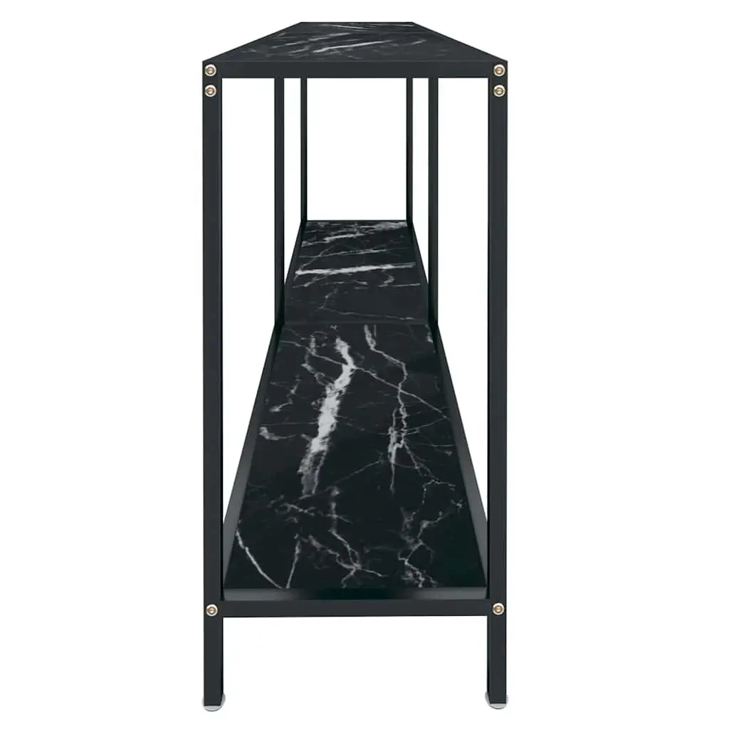 Black Tempered Glass Console Table for Living Room