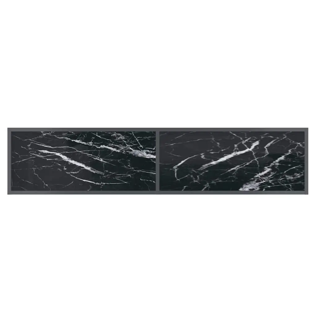 Black Tempered Glass Console Table for Living Room