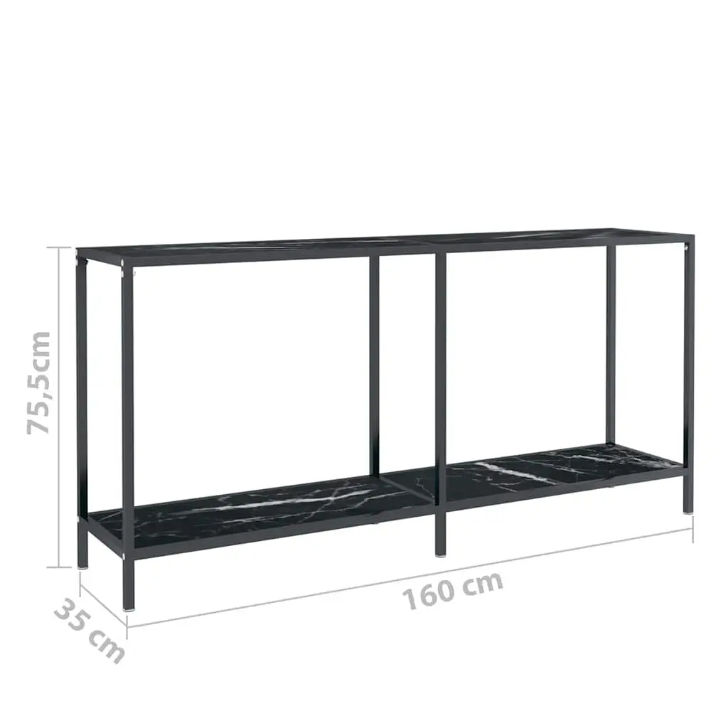 Black Tempered Glass Console Table for Living Room