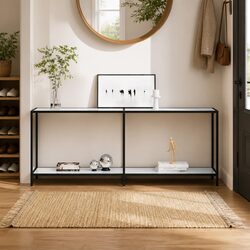 Stylish White Tempered Glass Console Table for Living Room