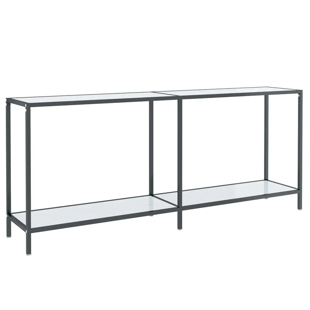 White Tempered Glass Console Table for Living Room