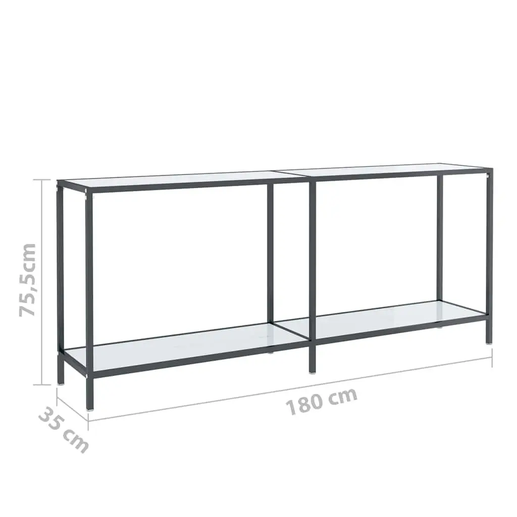 White Tempered Glass Console Table for Living Room