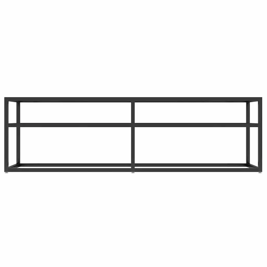 Black Marble TV Cabinet with Tempered Glass